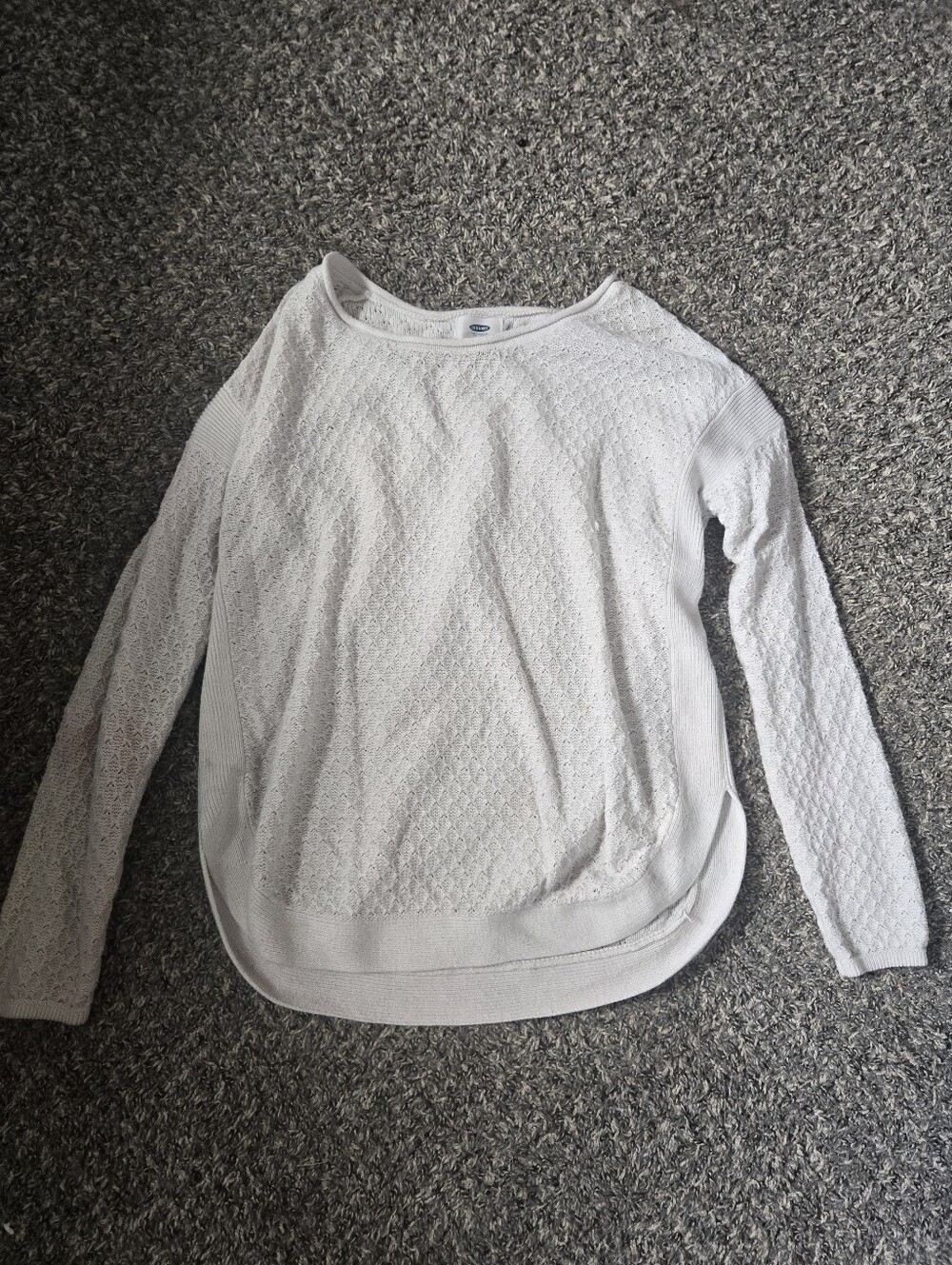 Old Navy White Lightweight Textured Long-Sleeve Top